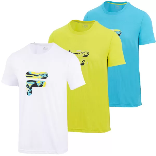 Tee-shirt tennis enfant Fila  Kids - Coloris blanc, vert et bleu