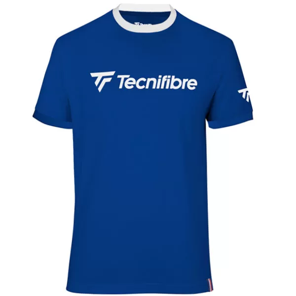 Tee-shirt tennis enfant Tecnifibre - Club Coton - Bleu royal