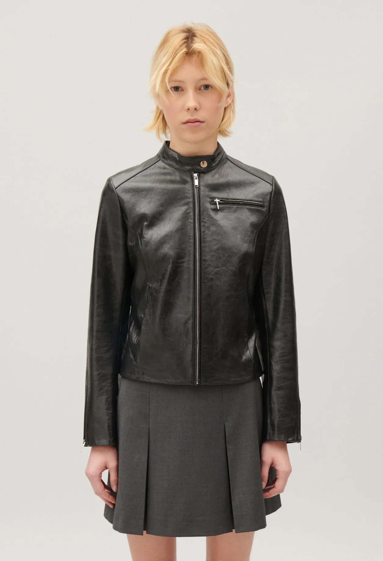 Veste motard cuir noir | Claudie FR