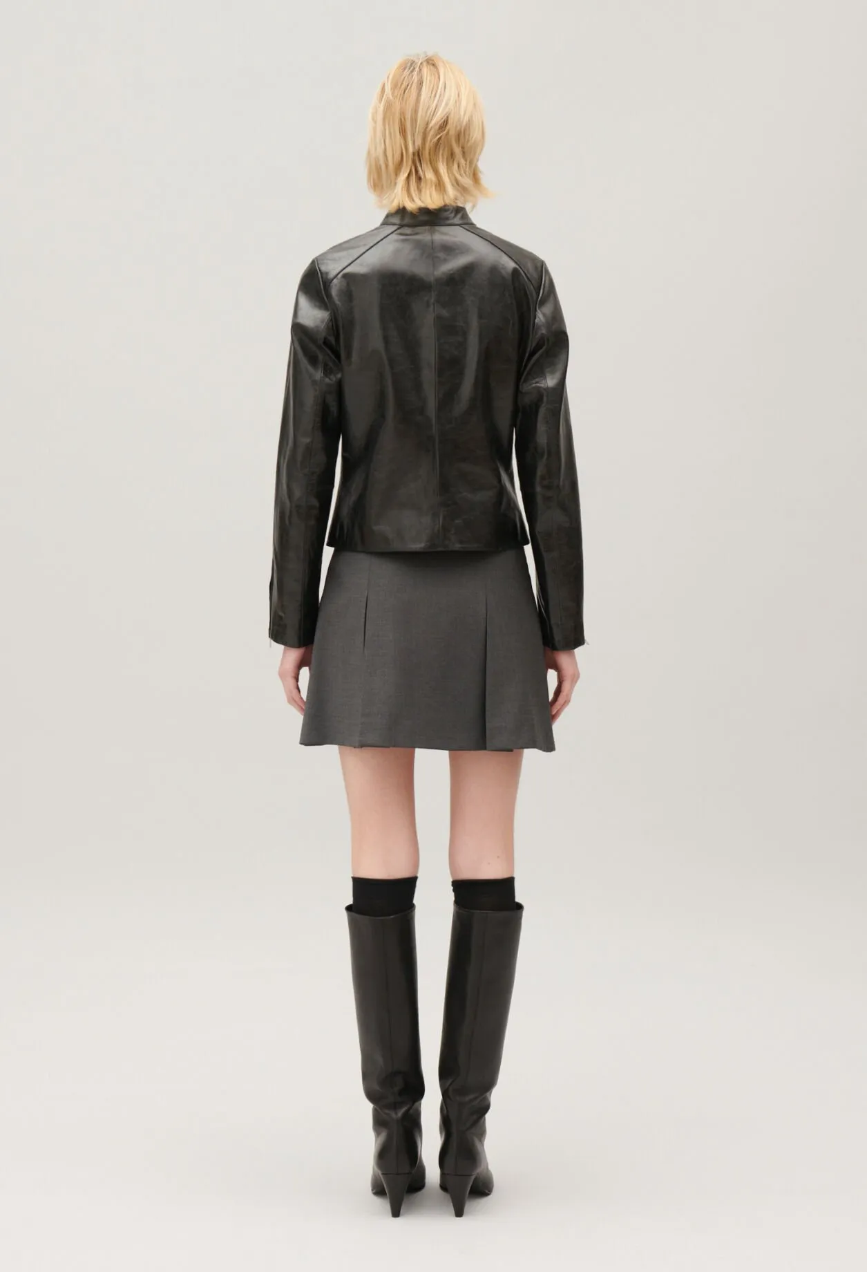 Veste motard cuir noir | Claudie FR