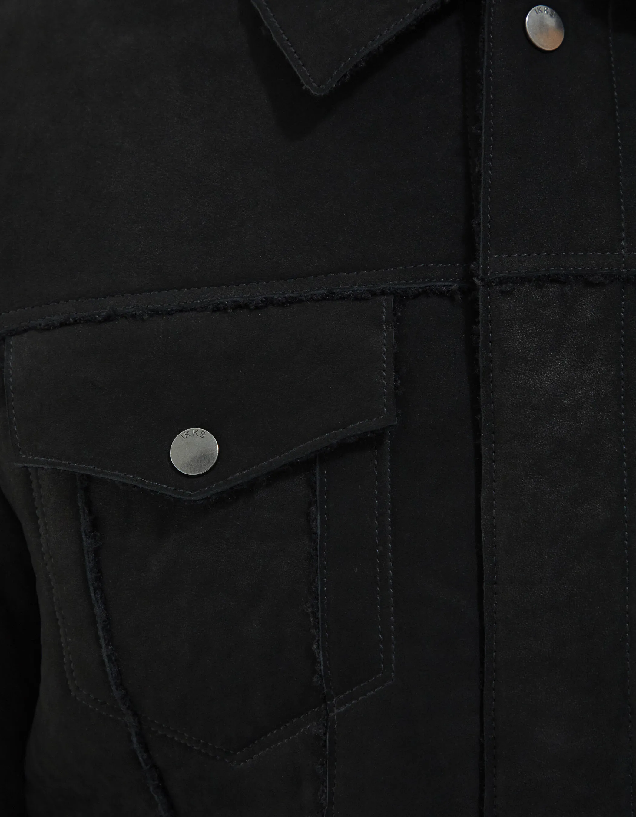 Veste noire en cuir nubuck Homme