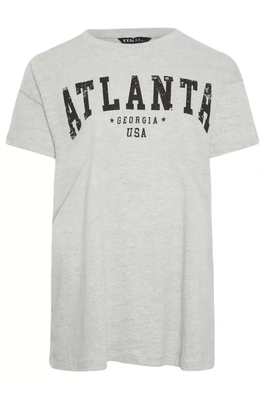 YOURS - Lot de 2 T-Shirts Gris & Marron 'Atlanta New York'