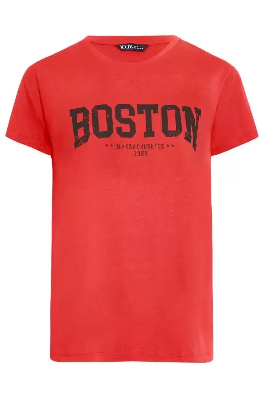 YOURS - Lot de 2 T-Shirts Noir & Rouge 'Atlanta Boston'