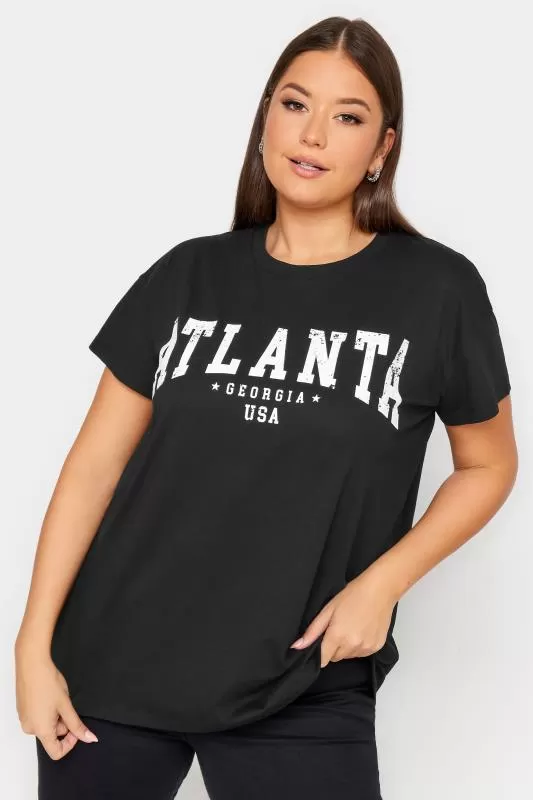 YOURS - Lot de 2 T-Shirts Noir & Rouge 'Atlanta Boston'