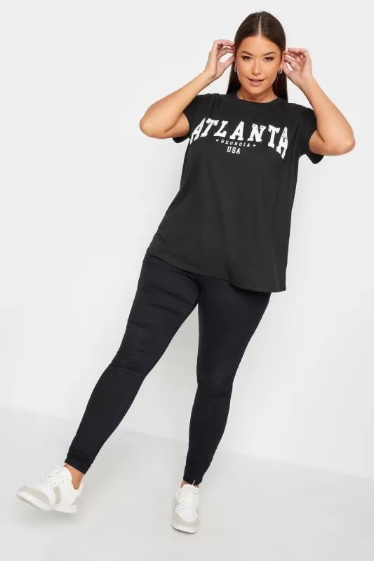 YOURS - Lot de 2 T-Shirts Noir & Rouge 'Atlanta Boston'