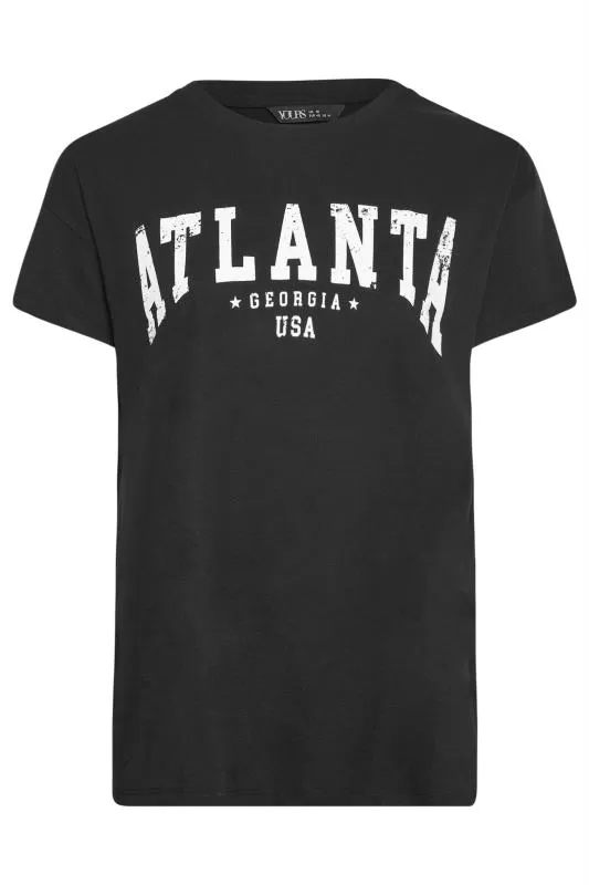 YOURS - Lot de 2 T-Shirts Noir & Rouge 'Atlanta Boston'