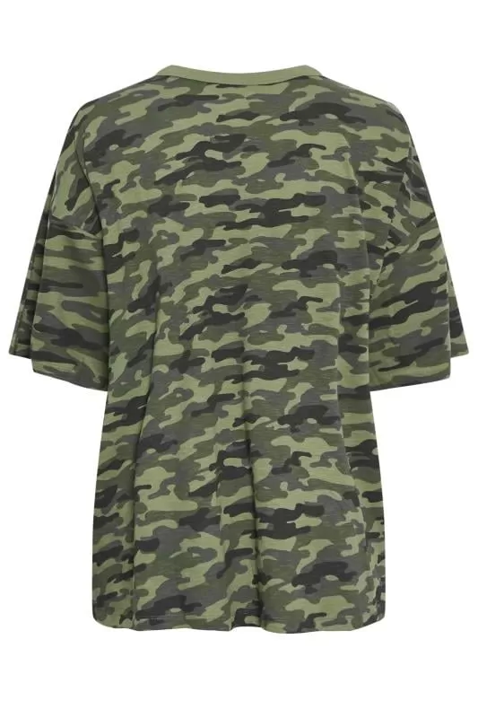 YOURS - Lot de 2 T-Shirts Noir & Vert Kaki Oversize Militaire