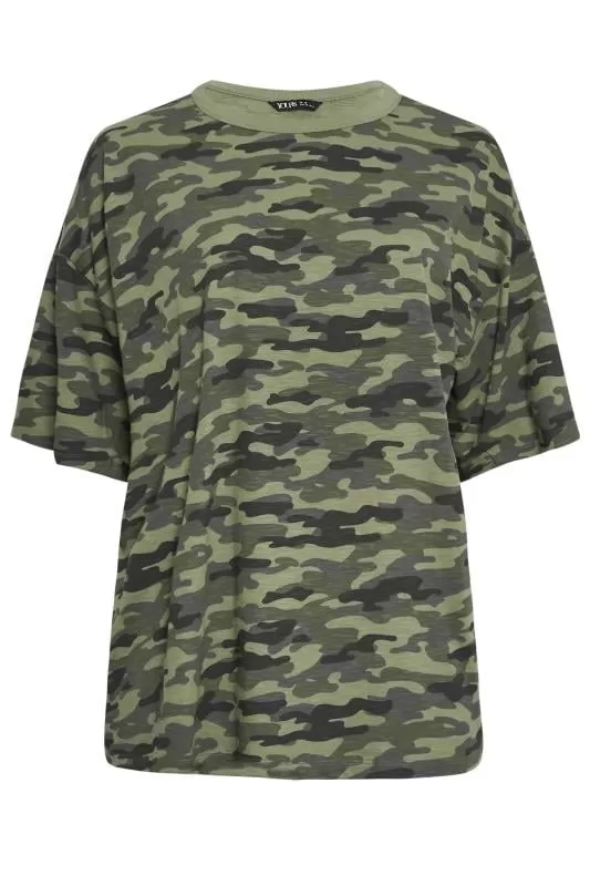 YOURS - Lot de 2 T-Shirts Noir & Vert Kaki Oversize Militaire