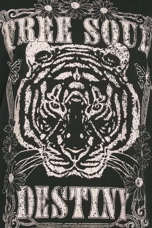 YOURS - Lot de 2 T-Shirts Noirs Tigre & Uni