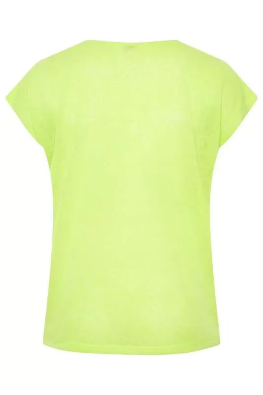 YOURS - Lot de 2 T-Shirts Vert Citron & Blanc en Lin