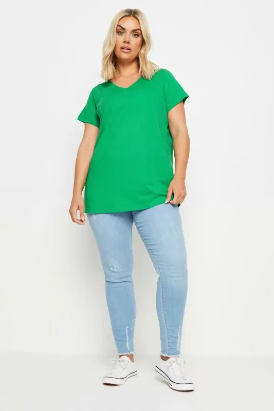 YOURS - Lot de 3 T-Shirts Bleu Vert & Blanc