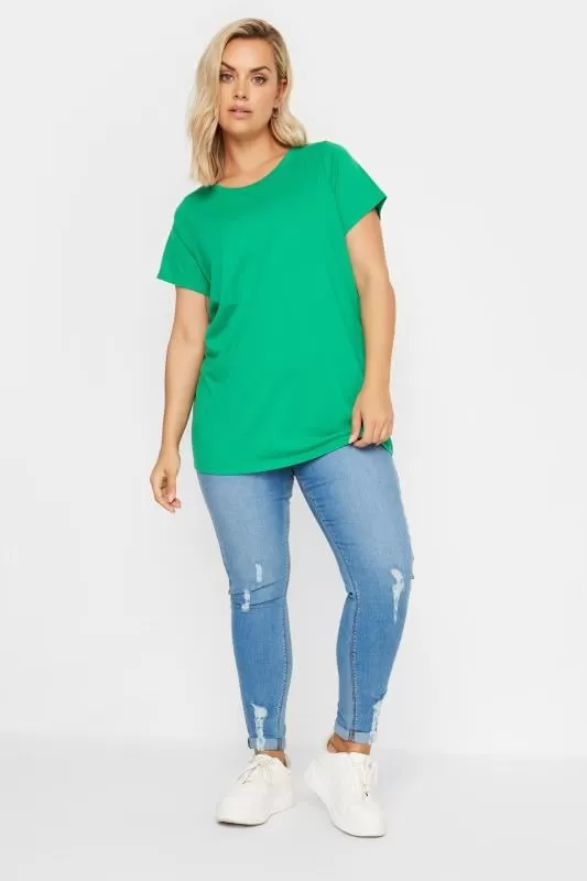 YOURS - Lot de 3 T-Shirts Noir Vert & Gris Manches Courtes