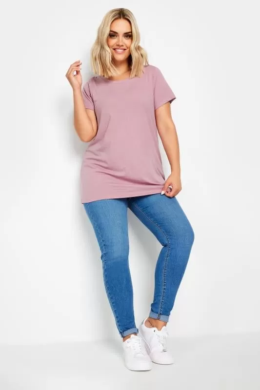 YOURS - Lot de 3 T-Shirts Rouille Rose & Kaki Manches Courtes