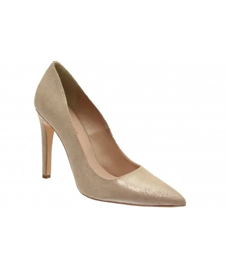 Éclat d'élégance en OSMOSE shoes Paris: escarpin daim beige pailleté