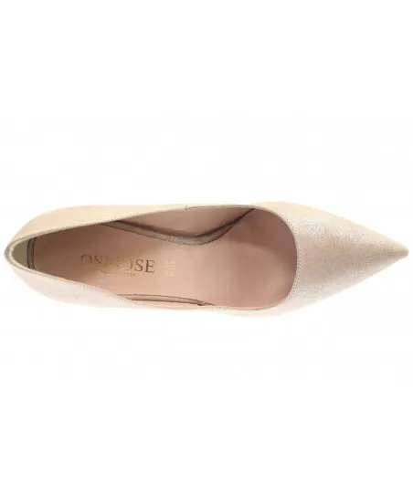 Éclat d'élégance en OSMOSE shoes Paris: escarpin daim beige pailleté